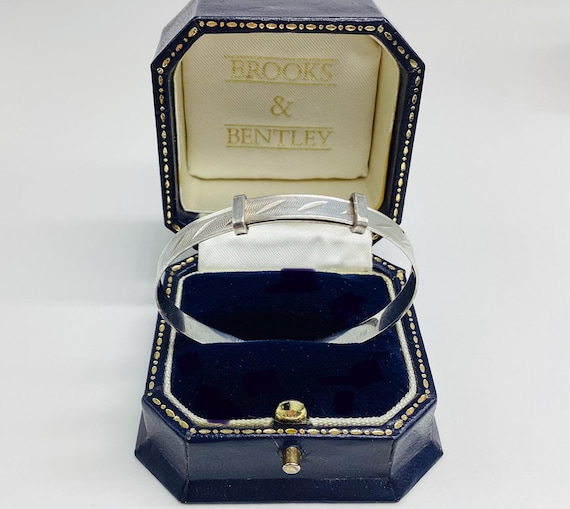 Vintage Silver Baby Bangle | Machine Etched Adjustable Infant Bracelet (1-18 Months)