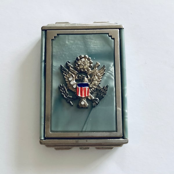 Vintage Girey Compact Large American Crest Celluloid 1930s