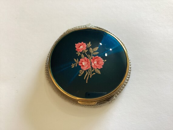Vintage Mascot Compact Midnight Blue Floral Spray Pink