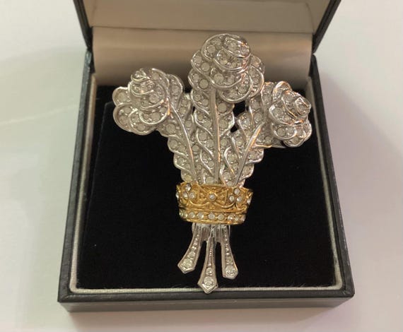 Vintage Attwood & Sawyer Swarovski Crystal Brooch: Prince of Wales Feathers