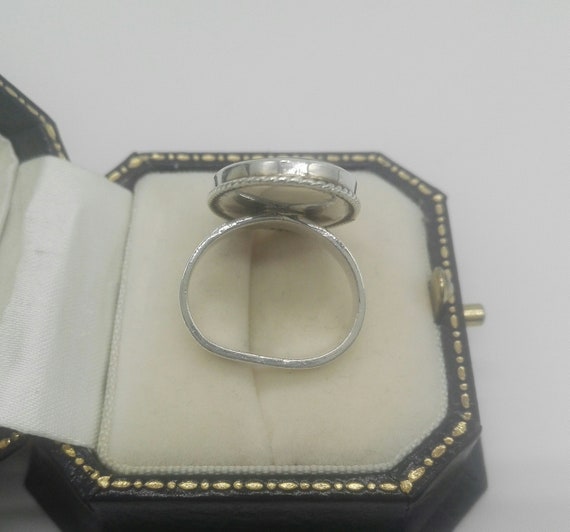 Onyx and Solid Silver Ring, Twisted Rope Frame - … - image 6