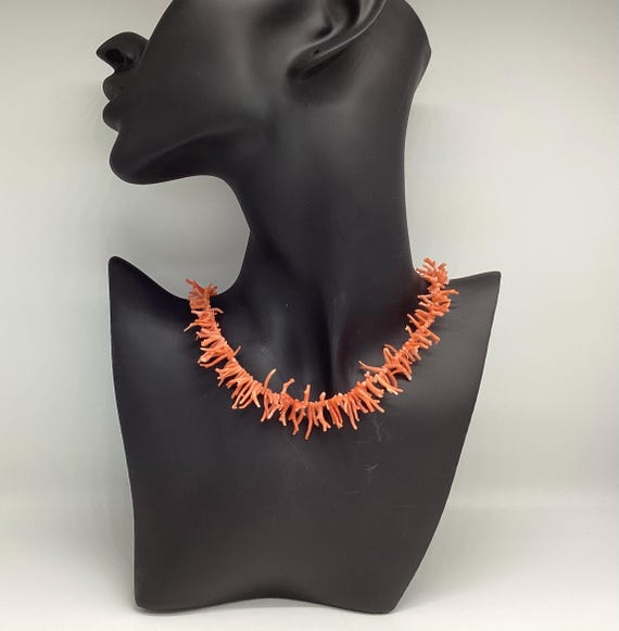 Delicate Pink and Peach Salmon Coral Graduated Branch Necklace Art Deco Period Jewellery 35th Wedding Anniversary