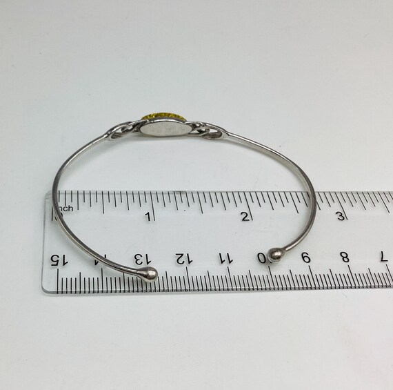 Solid Silver Torque Green Amber  Bangle Vintage i… - image 9