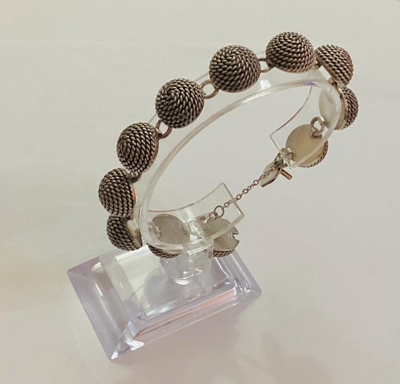 Solid Silver Beehive Link Bracelet Vintage 57 Grammes