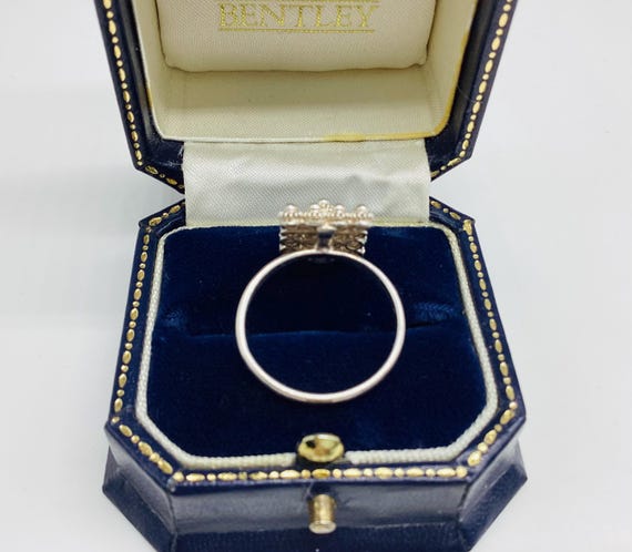 Victorian Ring Granular Silver Rectangular Antiqu… - image 4