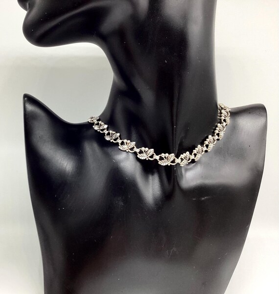 Superb Edwardian Necklace Silver Leaves and Cherries Necklace Antique Art Nouveau Choker Boxed