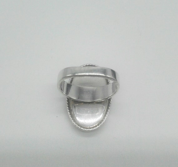 Onyx and Solid Silver Ring, Twisted Rope Frame - … - image 8