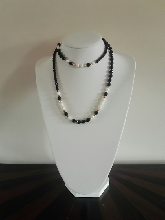 Fabulous French Jet, Crystal Pearl and Gold Bead … - image 1