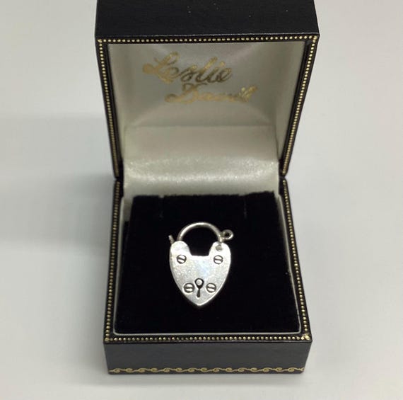 Hallmarked Heart Padlock Charm Pendant Clasp Sterling Silver Hinged Clasp Birmingham C1980