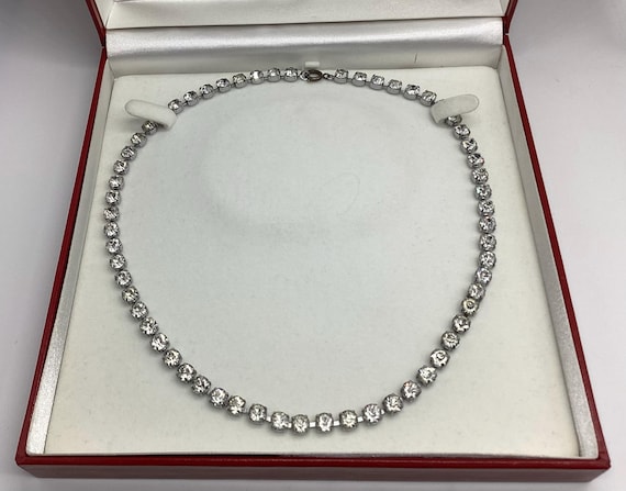 Single String Rhinestone Tennis Necklace Vintage Jewellery
