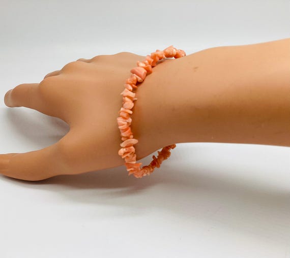Angel Skin Coral Chip Bracelet Petit Rose Pink Vintage Wedding Bridesmaid Birthday