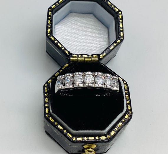 Seven Stone Half Hoop Eternity Ring Quality Cubic Zirconia 925 Silver Channel Setting