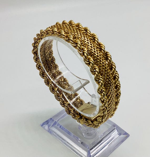 Grosse Mesh Bracelet 18ct Gold Plated Signed Germany 1959 Vintage Designer Jewellery
