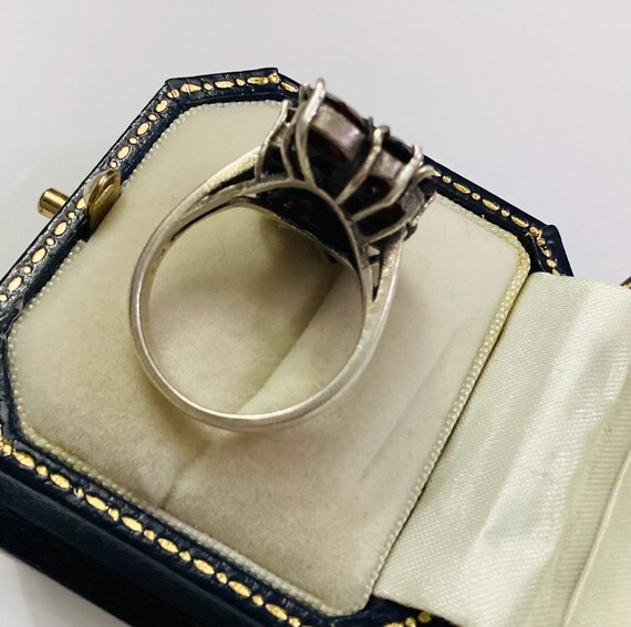 Garnet and Solid Silver Marcasite Multi-stone Rin… - image 4