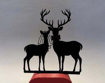 Deer Sturdy Wedding Cake Topper, Buck and Doe Cake Topper, Custom Wedding Gift Cake Topper, Deer Wedding , Bride  Groom Cake Topper