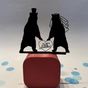 Bear Get Married Sturdy Wedding Cake Topper, Personalized Cake Topper for Wedding, Custom Wedding Gift Cake Topper, Bride and Groom