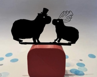 Custom Capybara Bride and Groom Wedding Cake Topper, Cute Animal Couple, Personalized Wedding Cake Decor Keepsake