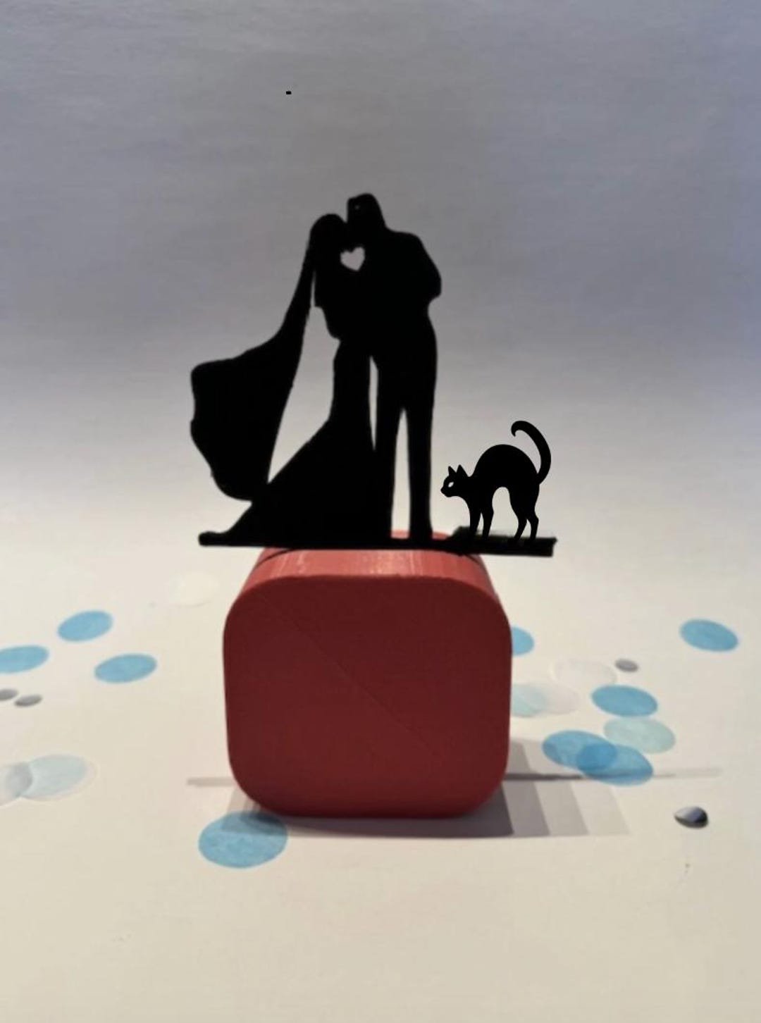 Bride & Groom Wedding Cake Topper With Black Cat – Custom Animal Couple ...