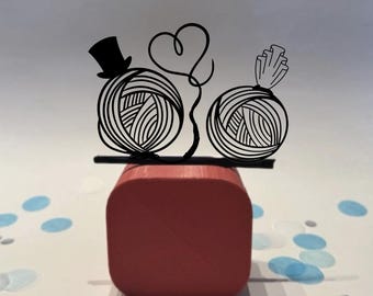 Yarn Ball Heart Sturdy Wedding Cake Topper, Bride, Groom Cake Topper, Personalized Cake Topper Wedding, Custom Wedding Gift