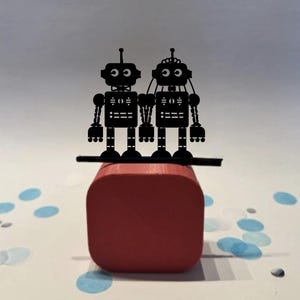 Custom Sturdy Robot  Wedding Cake Topper, Custom Robot Bride and Groom,  Personalized Cake Topper for Wedding,  Robot Fan Gift,  Sci-Fi