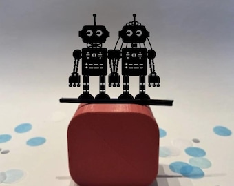 Custom Sturdy Robot  Wedding Cake Topper, Custom Robot Bride and Groom,  Personalized Cake Topper for Wedding,  Robot Fan Gift,  Sci-Fi