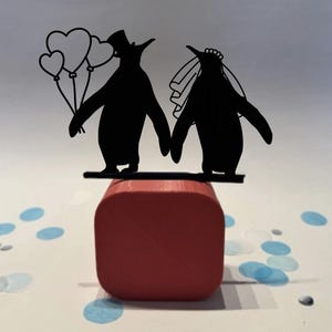 Penguin Sturdy Love Ballon Wedding Cake Topper,  Personalized Cake Topper for Wedding, Custom Wedding Gift Cake Topper