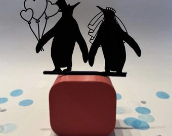 Penguin Sturdy Love Ballon Wedding Cake Topper,  Personalized Cake Topper for Wedding, Custom Wedding Gift Cake Topper
