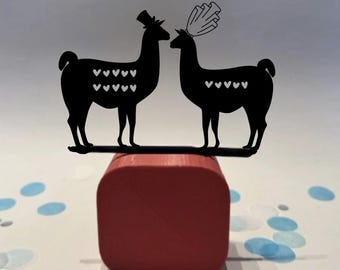 Llama Hearts Sturdy Wedding Cake Topper, Personalized Cake Topper for Wedding, Custom Wedding Gift Cake Topper, Bride and Groom