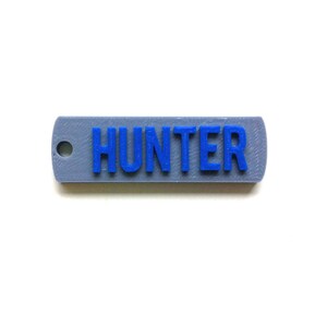 Hunter ,CUSTOM 3D PRINTED Round Corner Name  Keychain (Keyring), Favor gifts, Kids /Teen/Adult bag, Personalized, Egyptian blue & Gray