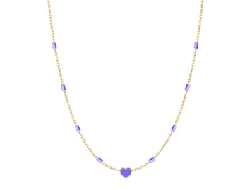 Custom 18" Necklace with Mini Bars and Heart Embellishment, Romantic & Minimalist Jewelry