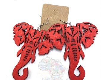 Wood Elephant Earrings