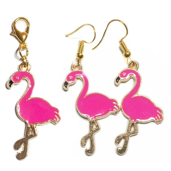 Ohrringe Flamingos. Süße, kleine Flamingo Anhänger und Ohrringe. Für Ketten, Armbänder, als Geschenkanhänger. Für Kinder oder Erwachsene.