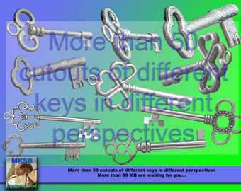 Photoshop Overlays. More than 50 png files of keys from different perspectives. Well suited for surreal works or children's pictures