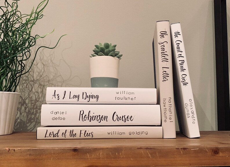 White And Tan Decorative Books Decorative Book Set Decorative Etsy