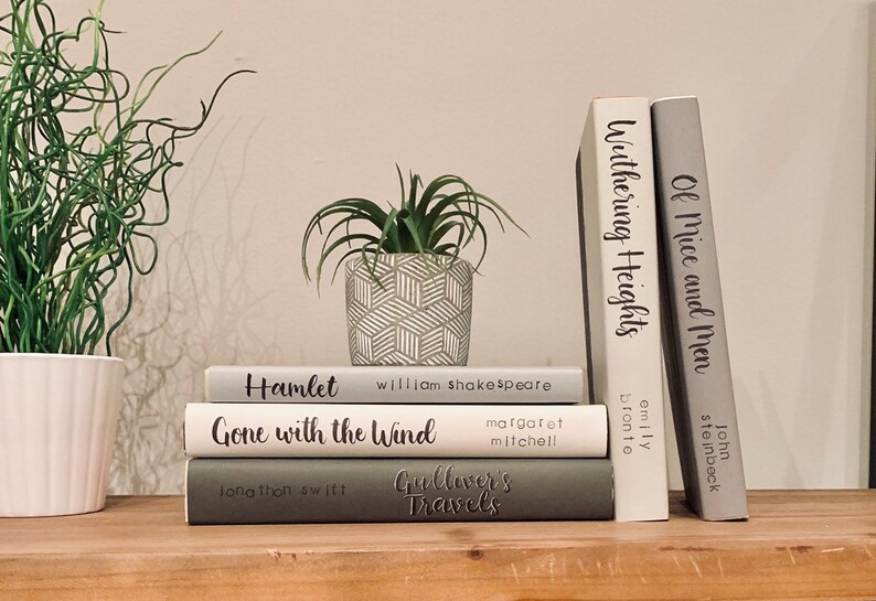 Grey Decorative Books Designer Books Decorative Book Set White Etsy