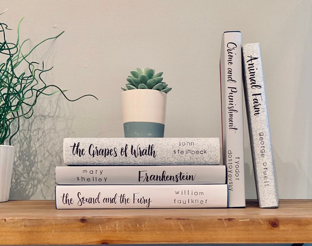 Decorative Books Grey Decorative Covered Books Classic Etsy