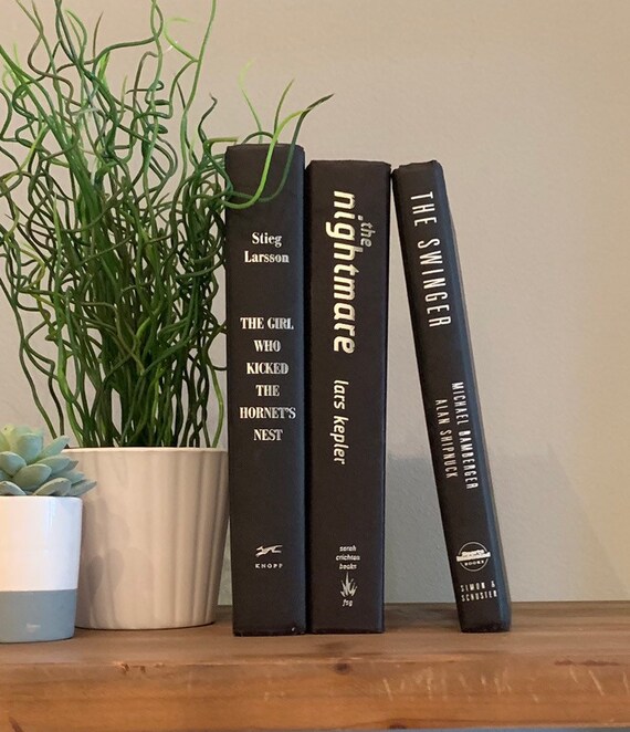 Black Book Decor Set Black Silver Shelf Decor Decorative Etsy