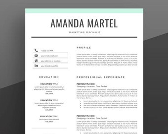 Plantilla de CV profesional. Plantilla de CV moderna. Limpie la plantilla de CV. Plantilla de CV profesional, CV de profesor. Descarga instantánea.