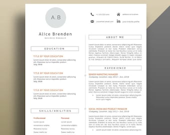 Resume Template, Professional Resume Template, Modern Resume Template, Creative Resume Template, Professional CV  Template for Word & Pages.