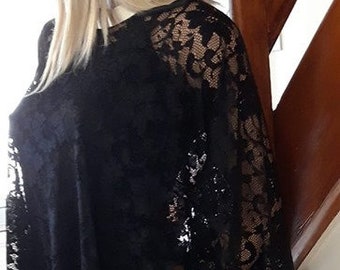 BLACK LACE PONCHO