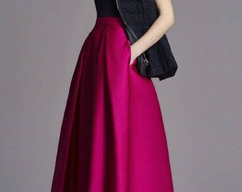 Duchess skirt, floor-length silhouette, maxi skirt