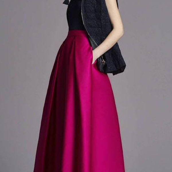 Duchess skirt, floor-length silhouette, maxi skirt