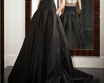 black taffeta maxi skirt