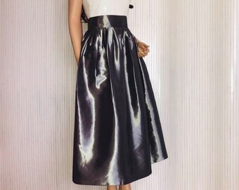 Tea length taffeta skirt