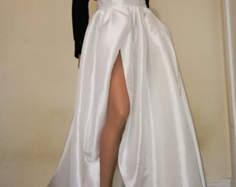 Jane  skirt, overlap slit skirt, Bridal skirt with train/ bridal separates/Maxi bridal skirt/ duchess satin wedding skirt/ ballgown skirt