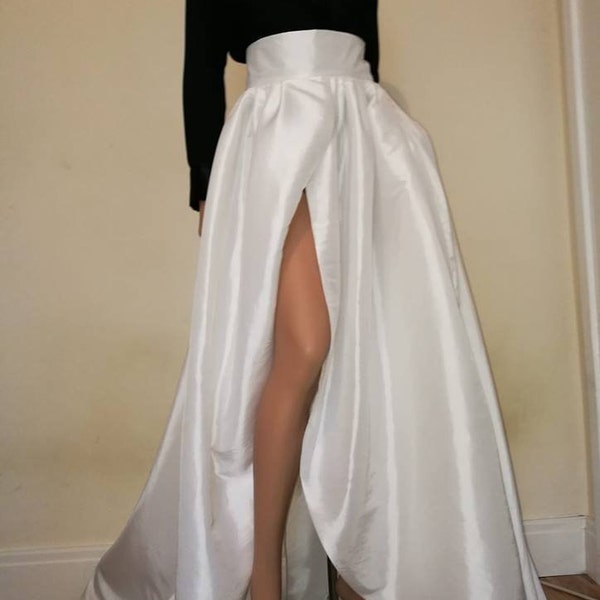 Jane  skirt, overlap slit skirt, Bridal skirt with train/ bridal separates/Maxi bridal skirt/ duchess satin wedding skirt/ ballgown skirt