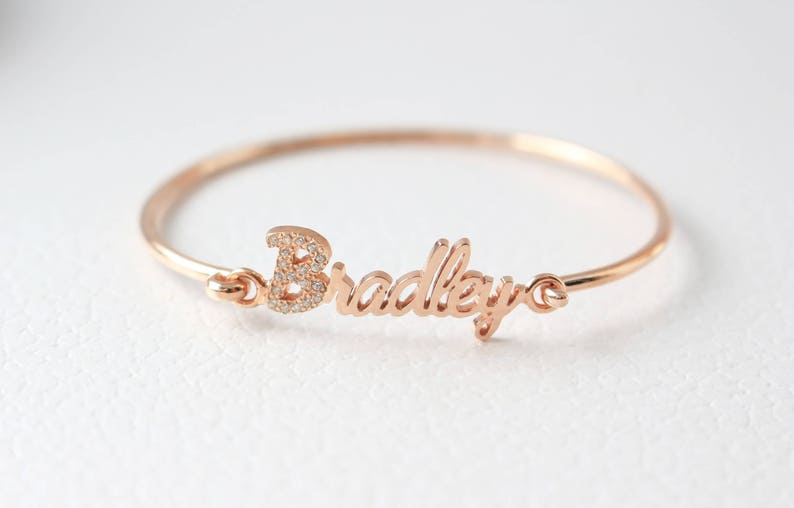 Personalized Name Bracelet Personalized Jewelry Rose Gold Name Bracelet Custom Nameplate Bracelet Personalized Bridesmaids Gifts image 4