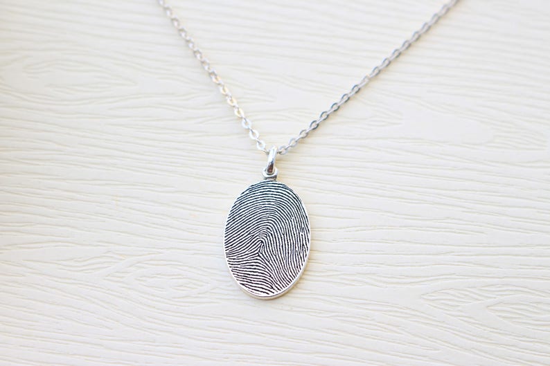 Fingerprint Necklace Unique Sympathy Gift in Sterling Silver Delicate Personalized Fingerprint Necklace For Her Mother's Day Gifts image 3