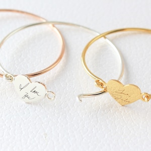 Custom Actual Handwriting Jewelry - Handwriting Bangle - Engraved Signature Bracelet - Keepsake Jewelry - Sentimental Mother Gift