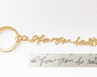 Portachiavi con scrittura a mano - Portachiavi con firma personalizzata - Gioiello ricordo in argento sterling - Regalo per papà - Regalo di Natale